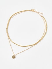 Oliver Bonas Gold Tone Brilla Sunshine Beaded Layered Necklace - Image 1 of 4