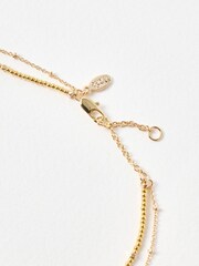 Oliver Bonas Gold Tone Brilla Sunshine Beaded Layered Necklace - Image 3 of 4