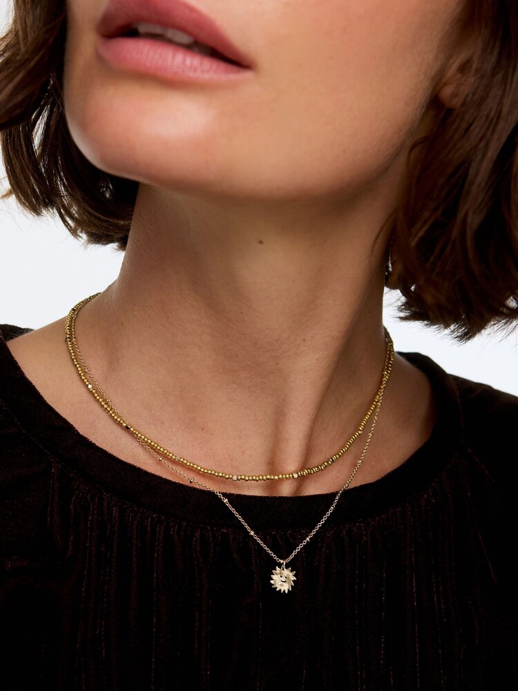 Oliver Bonas Gold Tone Brilla Sunshine Beaded Layered Necklace - Image 4 of 4