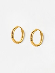 Oliver Bonas Gold Tone Stevie Stainless Steel Waterproof Line Small Hoop Earrings - Image 1 of 4