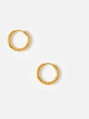 Oliver Bonas Gold Tone Stevie Stainless Steel Waterproof Line Small Hoop Earrings - Image 2 of 4