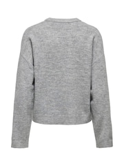 ONLY Grey Round Neck Cosy Knitted Pullover Jumper - Image 6 of 6