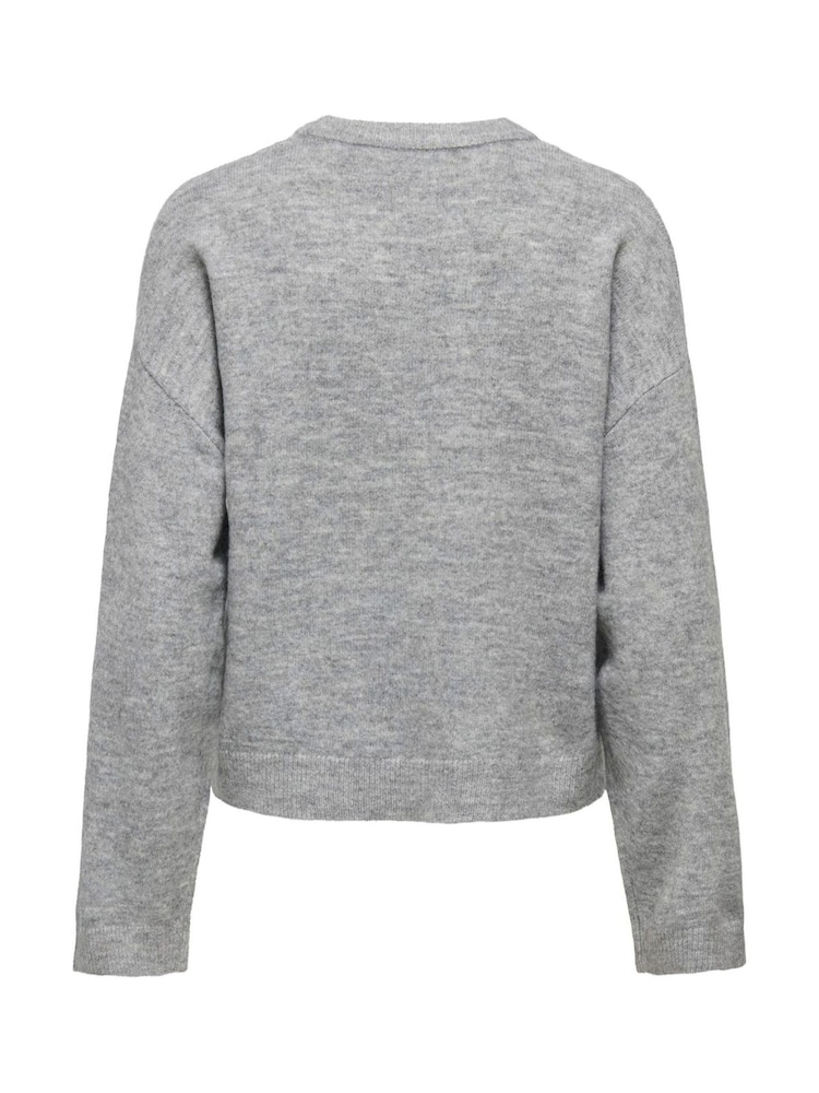 ONLY Grey Round Neck Cosy Knitted Pullover Jumper - Image 6 of 6 ONLY Grey Round Neck Cosy Knitted Pullover Jumper - Image 6 of 6