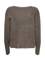 ONLY Brown Ribbed Boat Neck Cosy Knit Jumper - Image 5 of 5