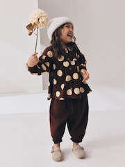 Brown/Cream Long Sleeve Blouse and Bloomer Trousers Set (3mths-7yrs) - Image 3 of 10