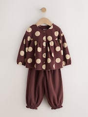 Brown/Cream Long Sleeve Blouse and Bloomer Trousers Set (3mths-7yrs) - Image 6 of 10