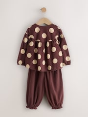 Brown/Cream Long Sleeve Blouse and Bloomer Trousers Set (3mths-7yrs) - Image 8 of 10