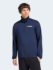adidas Brown Terrex Multi Climawarm  Half Zip Tech Fleece Jacket - Image 1 of 6