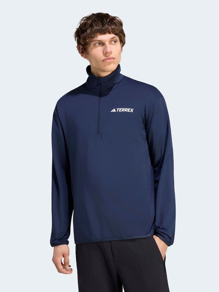 adidas Brown Terrex Multi Climawarm Half Zip Tech Fleece Jacket - Image 1 of 6 adidas Brown Terrex Multi Climawarm Half Zip Tech Fleece Jacket - Image 1 of 6