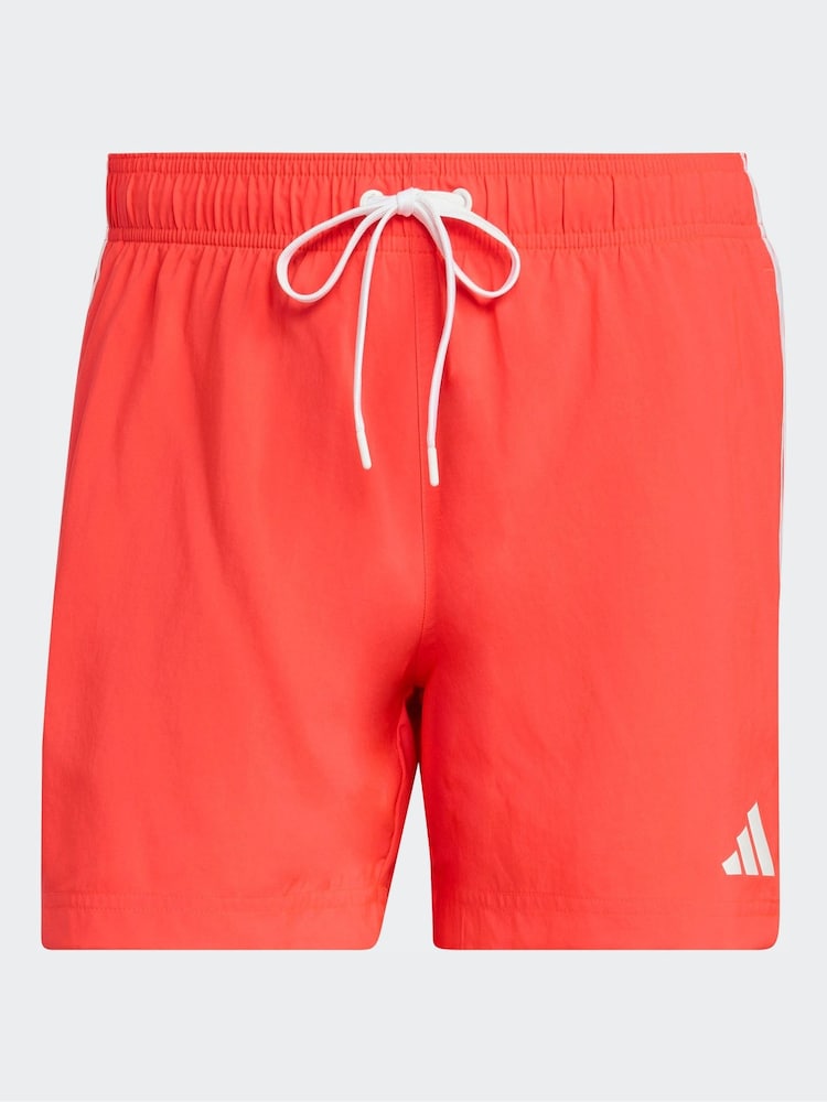 adidas Red 3 Stripes Swim Shorts 5 Inch - Image 5 of 5 adidas Red 3 Stripes Swim Shorts 5 Inch - Image 5 of 5