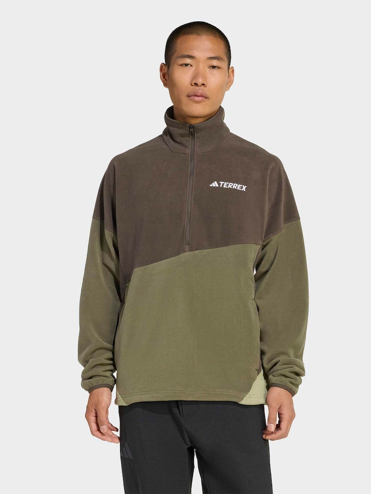 adidas Green Multi Climawarm Fleece Anorak - Image 1 of 6 adidas Green Multi Climawarm Fleece Anorak - Image 1 of 6