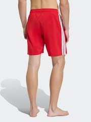 adidas Red 3 Stripes Swim Shorts 8 Inch - Image 2 of 5