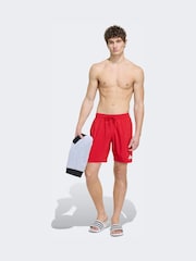 adidas Red 3 Stripes Swim Shorts 8 Inch - Image 3 of 5