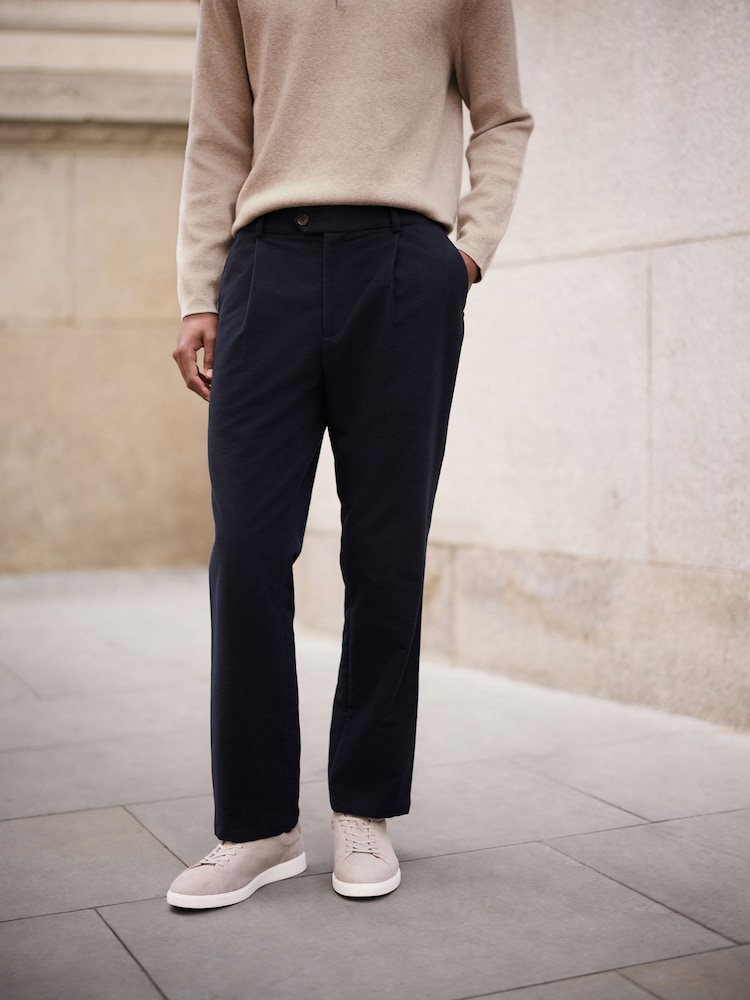 Navy Regular Fit Signature Emmetex Italian Fabric Moleskin Trousers - Image 1 of 11 Navy Regular Fit Signature Emmetex Italian Fabric Moleskin Trousers - Image 1 of 11