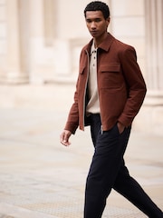 Navy Regular Fit Signature Emmetex Italian Fabric Moleskin Trousers - Image 4 of 11
