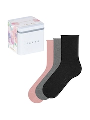 Falke Pink Happy Gift Box Cotton Socks 3 Pack - Image 1 of 6