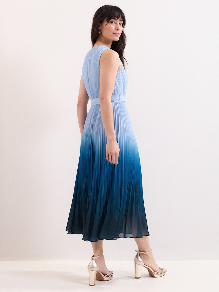 Phase Eight Blue Petite Mira Ombre Dress - Image 2 of 7 Phase Eight Blue Petite Mira Ombre Dress - Image 2 of 7