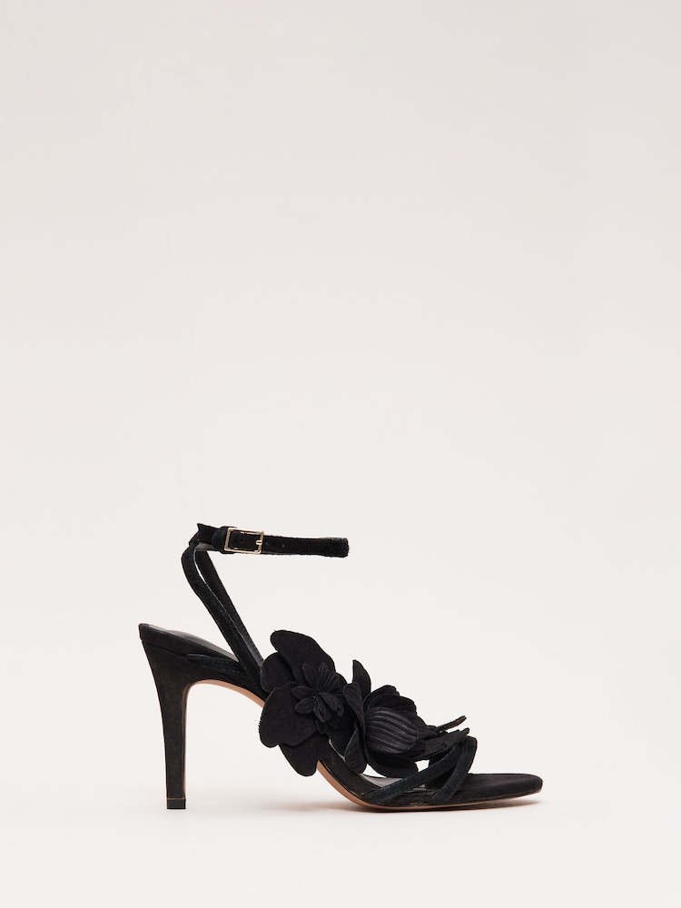 Phase Eight Black Floral Heel Sandals - Image 2 of 6