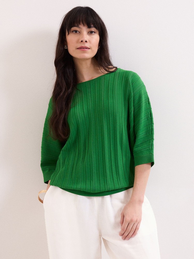 Phase Eight Green Cristine Rib Jumper - Image 1 of 6