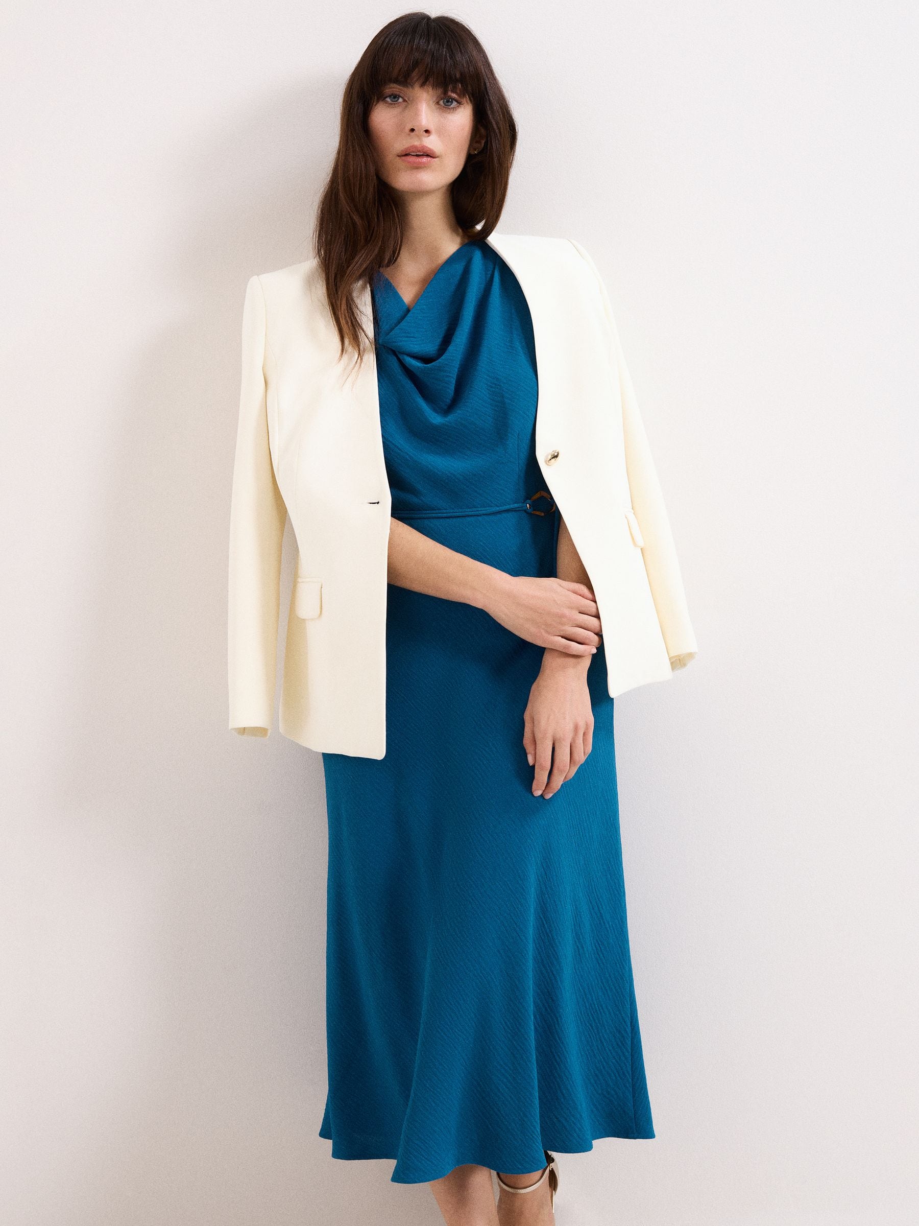 blue phase eight dress Phase Eight Marren Blue Chiffon Pleated Maxi Dress Blue Size 6