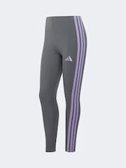 adidas Grey/Purple Essentials 3-Stripes Cotton Leggings - Image 6 of 6