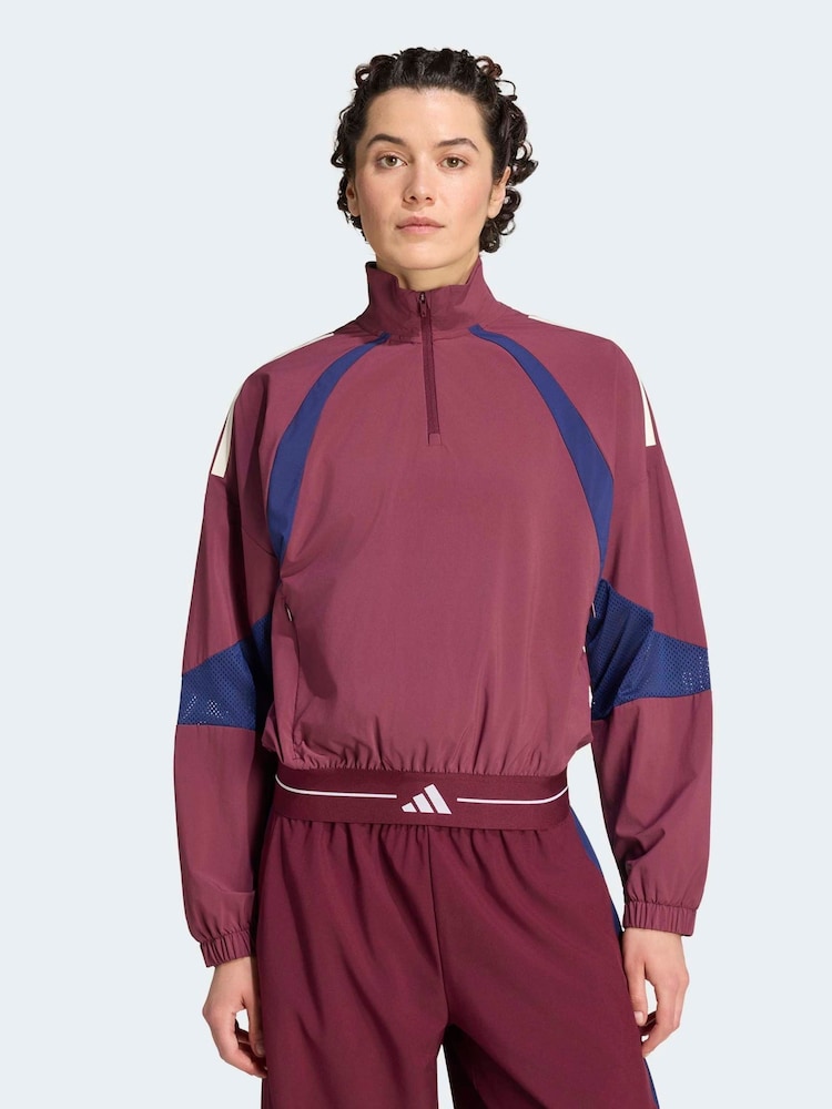 темно-бордовий червоний - adidas Hyperglam Wind DNA Sweat Top - Image 1 of 7