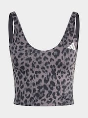 adidas Grey Essentials All Over Animal Print Crop Vest - Image 7 of 8