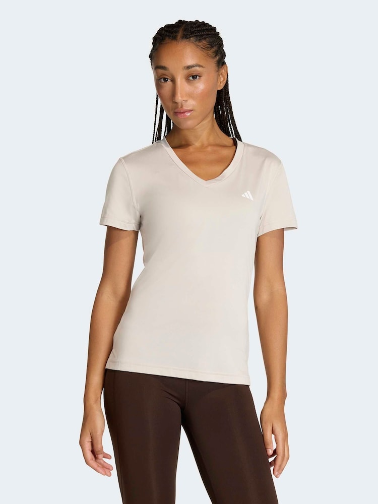 adidas Light Grey Workout Essentials V-Neck T-Shirt - Image 1 of 6