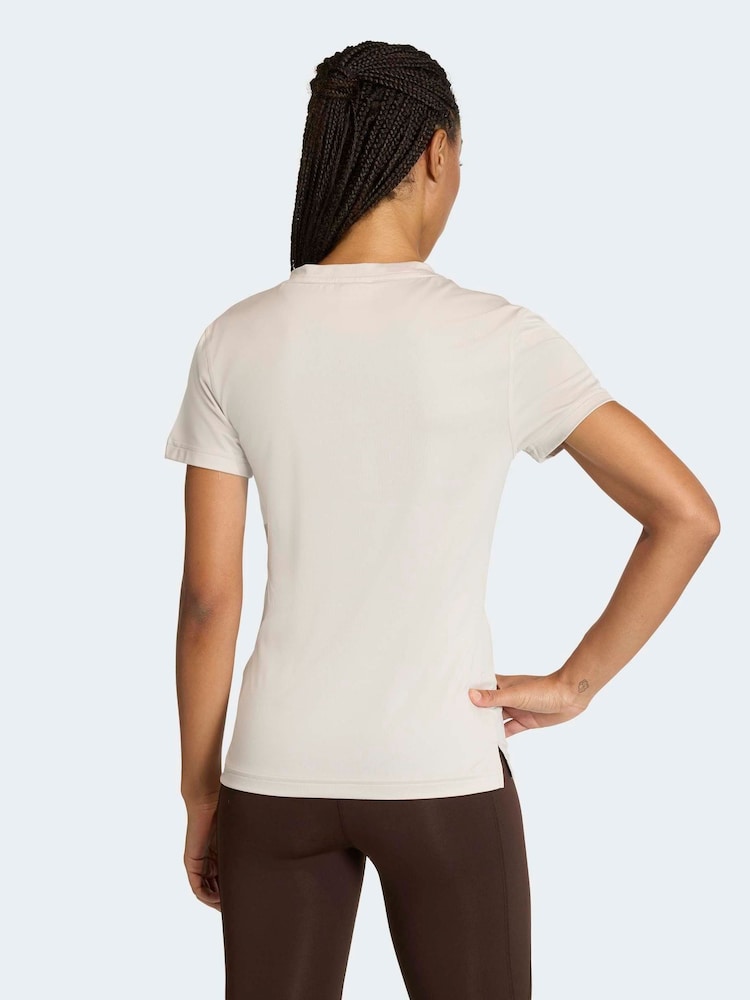 adidas Light Grey Workout Essentials V-Neck T-Shirt - Image 2 of 6