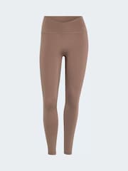 adidas Brown 3-Stripes Studio Leggings - Image 1 of 6