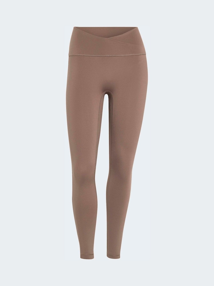 adidas Brown 3-Stripes Studio Leggings - Image 1 of 6 adidas Brown 3-Stripes Studio Leggings - Image 1 of 6