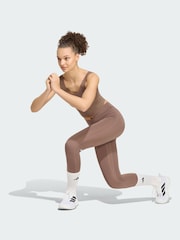 adidas Brown 3-Stripes Studio Leggings - Image 2 of 6