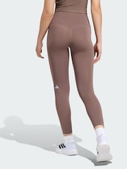 adidas Brown 3-Stripes Studio Leggings - Image 3 of 6
