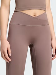 adidas Brown 3-Stripes Studio Leggings - Image 4 of 6