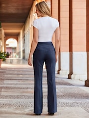 Sosandar Blue Contour Waist Kick Flare Trousers - Image 4 of 4