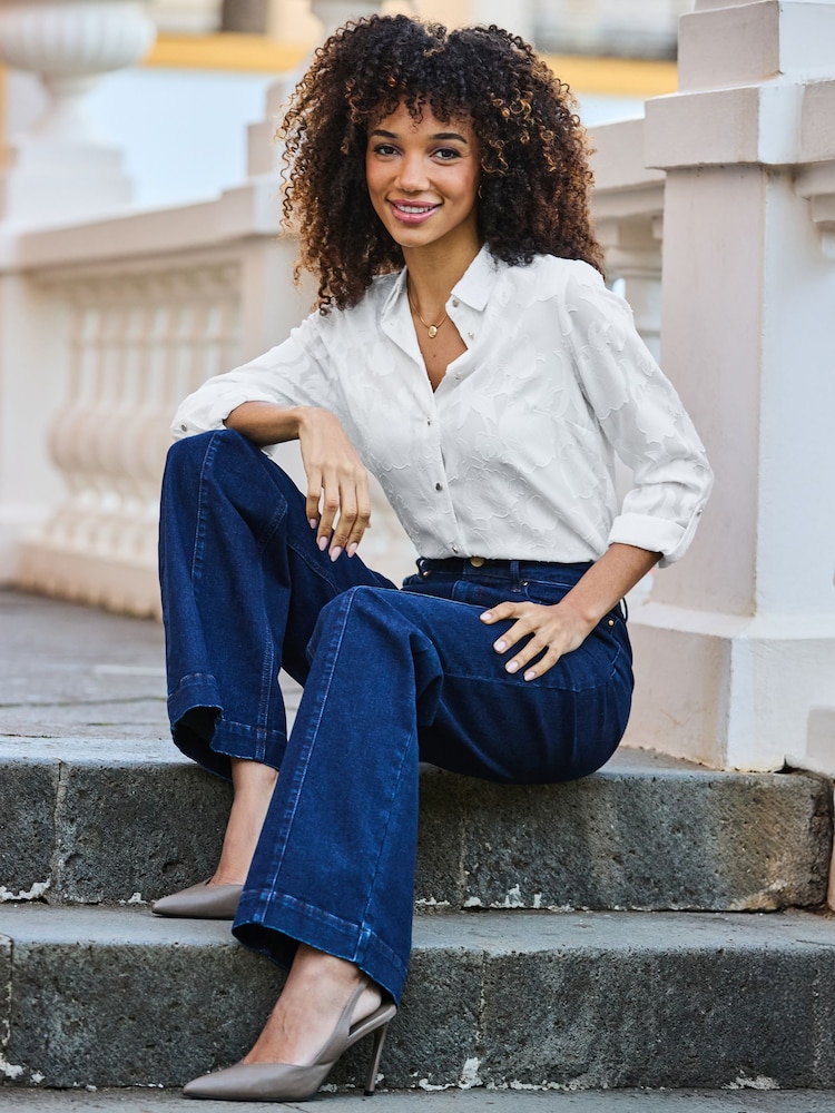 Sosandar White Floral Sheer Shirt - Image 1 of 5