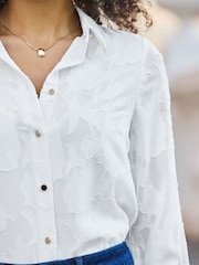 Sosandar White Floral Sheer Shirt - Image 5 of 5