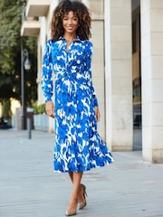 Sosandar White Floral Print Twist Front Shirt Dress - Image 1 of 5