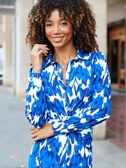 Sosandar White Floral Print Twist Front Shirt Dress - Image 3 of 5