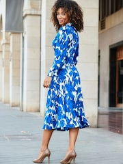 Sosandar White Floral Print Twist Front Shirt Dress - Image 4 of 5