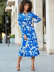 Sosandar White Floral Print Twist Front Shirt Dress - Image 5 of 5