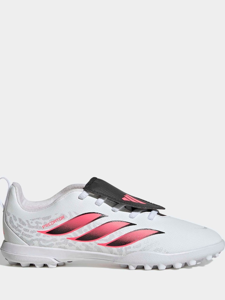 adidas White Predator Club Fold-Over Tongue Elastic Laces Turf Football Boots Kids - Image 1 of 11 adidas White Predator Club Fold-Over Tongue Elastic Laces Turf Football Boots Kids - Image 1 of 11