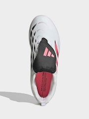 adidas White Predator Club Fold-Over Tongue Elastic Laces Turf Football Boots Kids - Image 2 of 11