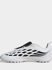 adidas White Predator Club Fold-Over Tongue Elastic Laces Turf Football Boots Kids - Image 4 of 11
