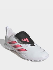 adidas White Predator Club Fold-Over Tongue Elastic Laces Turf Football Boots Kids - Image 5 of 11