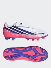 adidas White F50 Hyperfast Club Touch Fastening Firm Ground/Multi Football Boots - Image 4 of 11