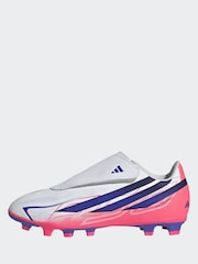 adidas White F50 Hyperfast Club Touch Fastening Firm Ground/Multi Football Boots - Image 5 of 11