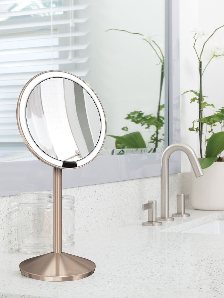simplehuman Rose Gold Sensor Make Up Mirror Fold, 10X Magnified - Image 1 of 7 simplehuman Rose Gold Sensor Make Up Mirror Fold, 10X Magnified - Image 1 of 7
