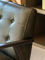 Gallery Home Green Heritage Leather Asheville Armchair - Image 3 of 8