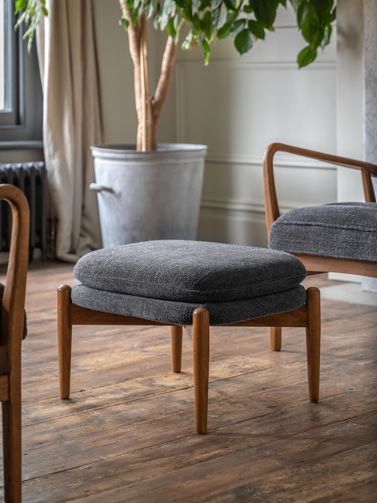 Gallery Home Grey Boucle Datsun Footstool - Image 1 of 7 Gallery Home Grey Boucle Datsun Footstool - Image 1 of 7